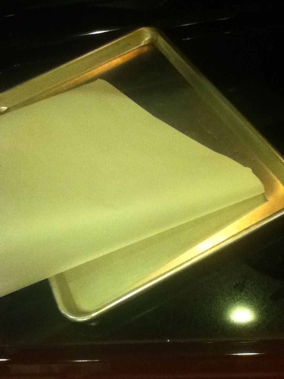 For baking, get a cookie sheet and place parchment paper on it