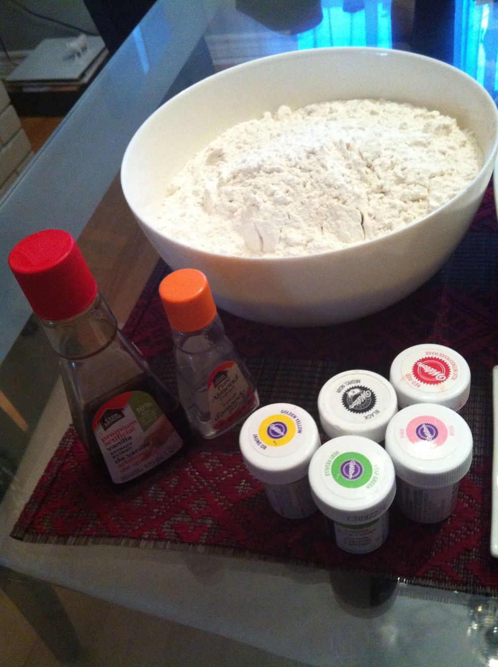 For colour and flavour, don't forgot the gel food colouring, almond, and vanilla extract!