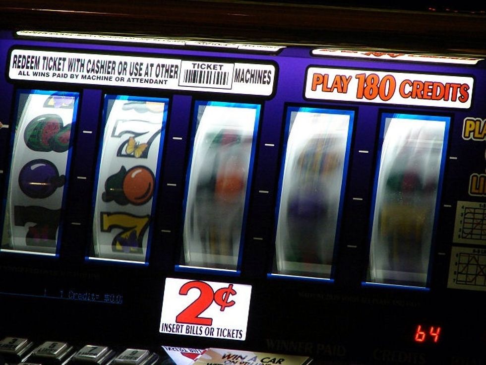 For drinks. As you're gambling you get free drinks. Just be sure to tip the waitresses though. Or they'll take their time coming back to serve you again.
