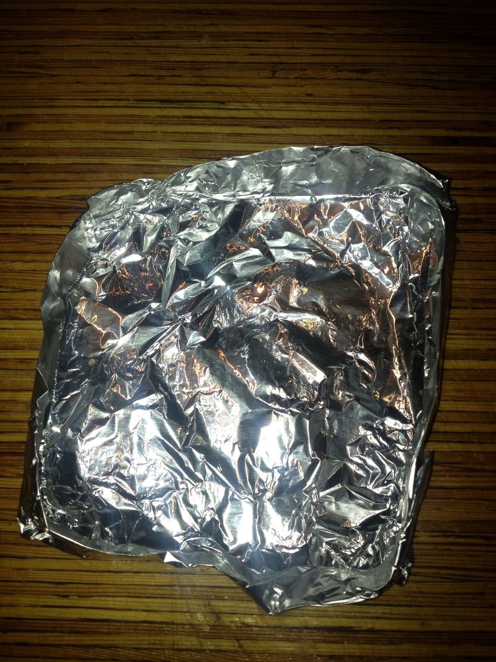 For fried eggs make a foil box with edges