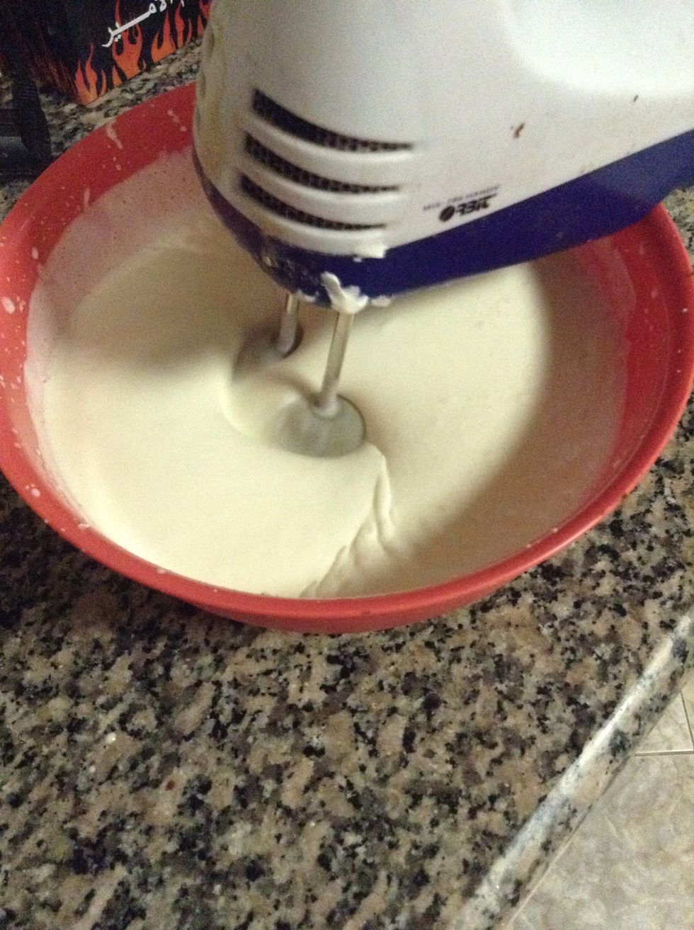 For Frosting take 1 packet of full cream, 1 tbsp vanilla Essence , half pack cheese and 1 1/2 cup sugar beat till fluffy, I was too eager to frost ;D so mine was lil runny, beat more for thickness