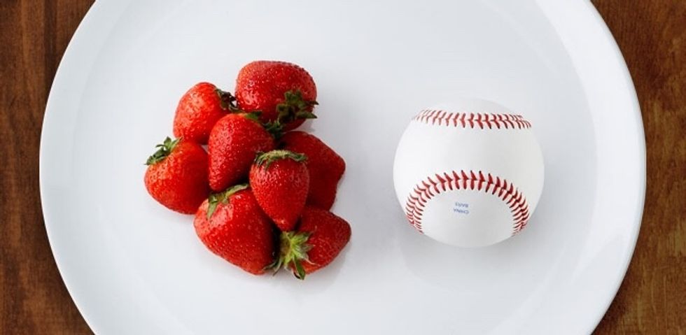 For fruit, a serving size of strawberries is equal to the size of a baseball.