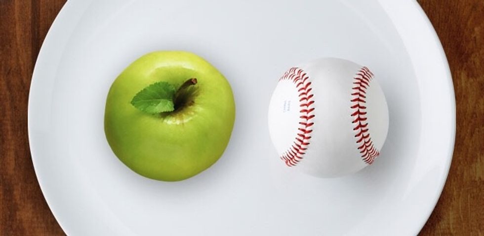 For fruit, an appropriate serving size is an apple the size of a baseball.