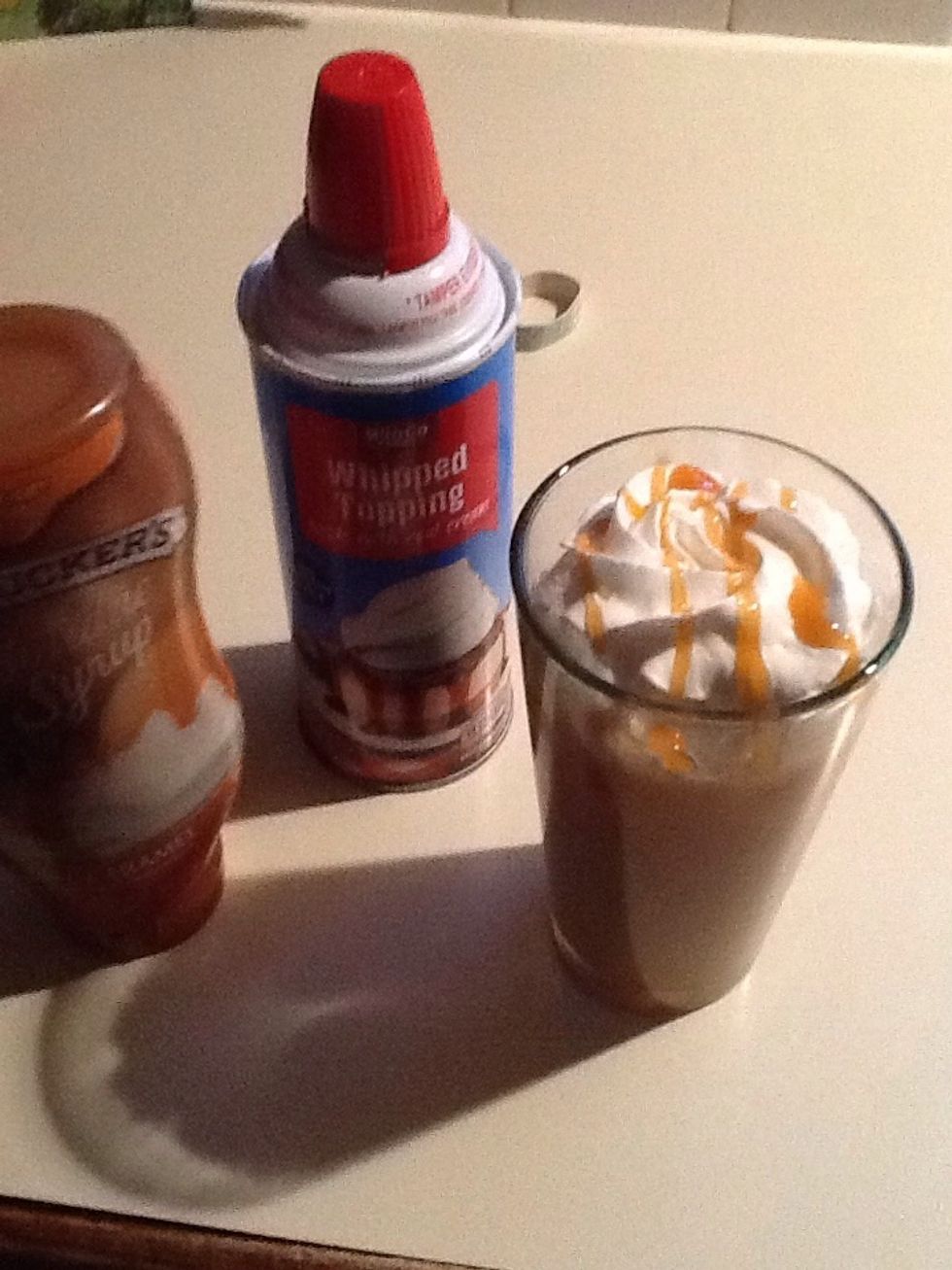 For fun you can add some whip cream and a bit more Carmel syrup.
