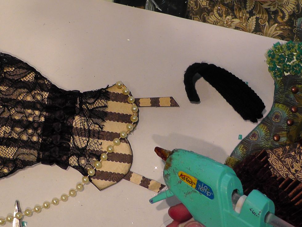 For heavier trims I used hot glue