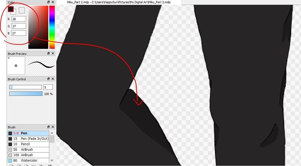 For her stocking's regular color use the same one as the one you used for her ruffles.