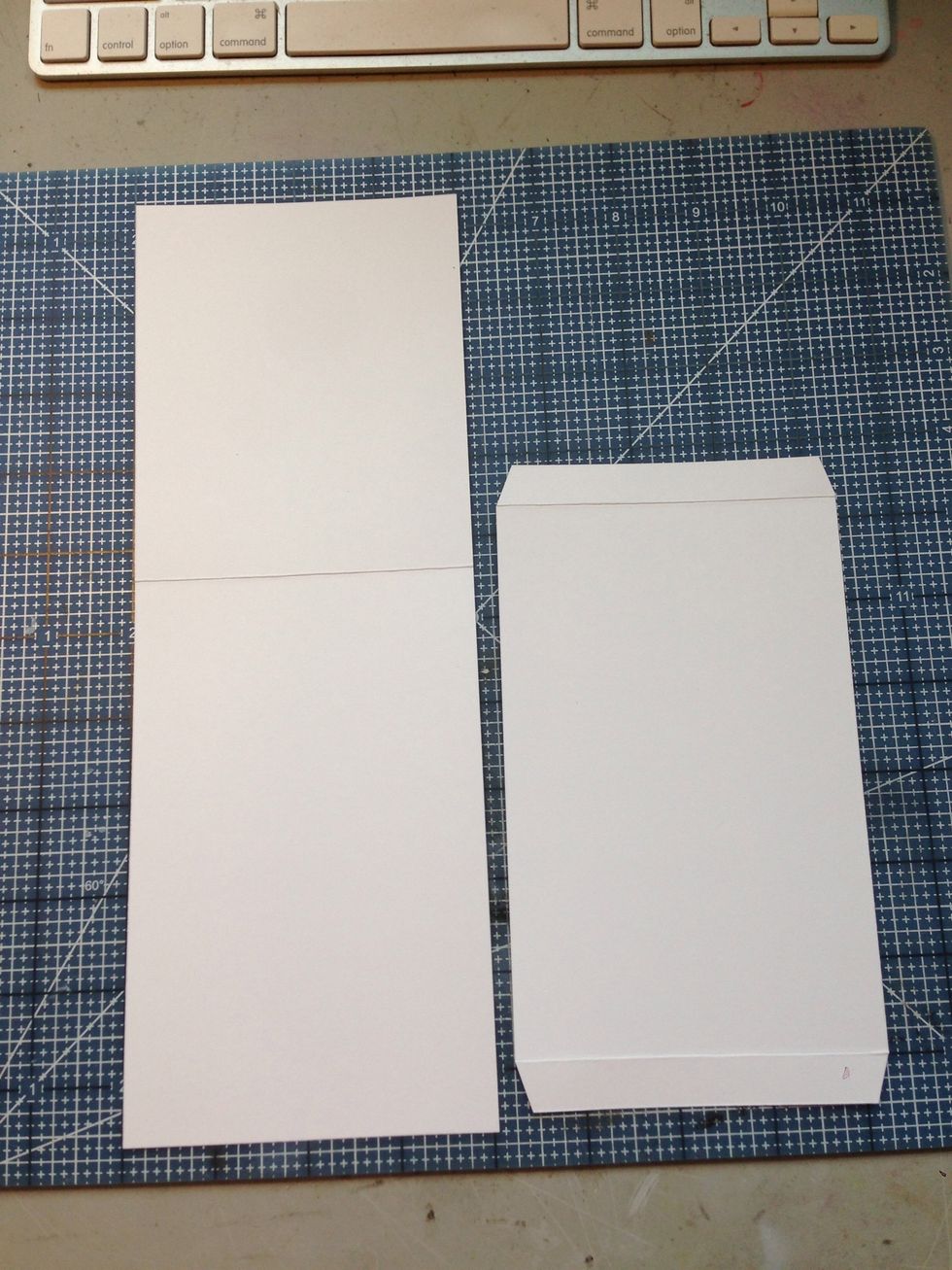 For larger pockets, cut a 4" x 7 1/4" rectangle and a 4" x 11" rectangle. Score and fold larger rectangle at 6 1/4" from one end. Score and fold smaller rectangle at 1/2" from each end. Trim corners