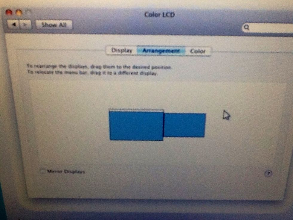 For MAC users, from the Apple menu select system preferences and open the View menu, select Displays, click the Arrangement tab, and uncheck Mirror displays.