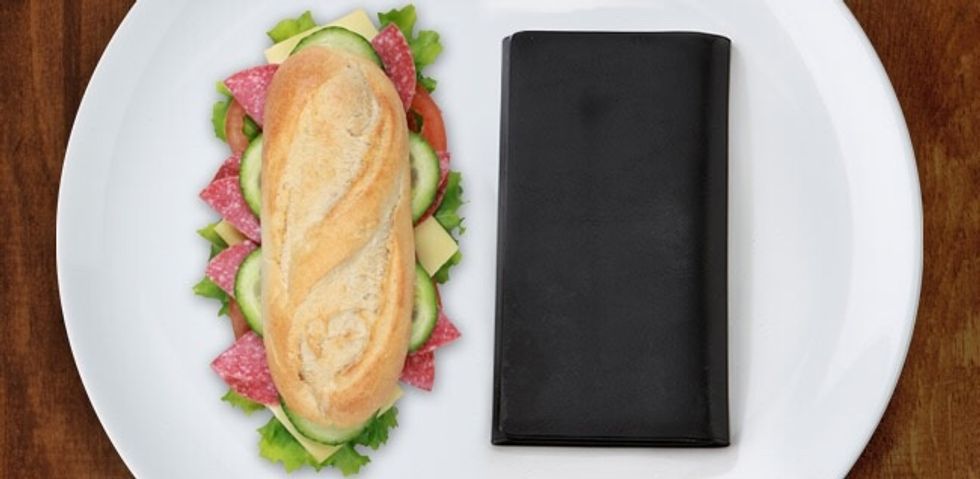 For mixed foods, a sub with meat, cheese, and vegetables should be the size of a calculator.