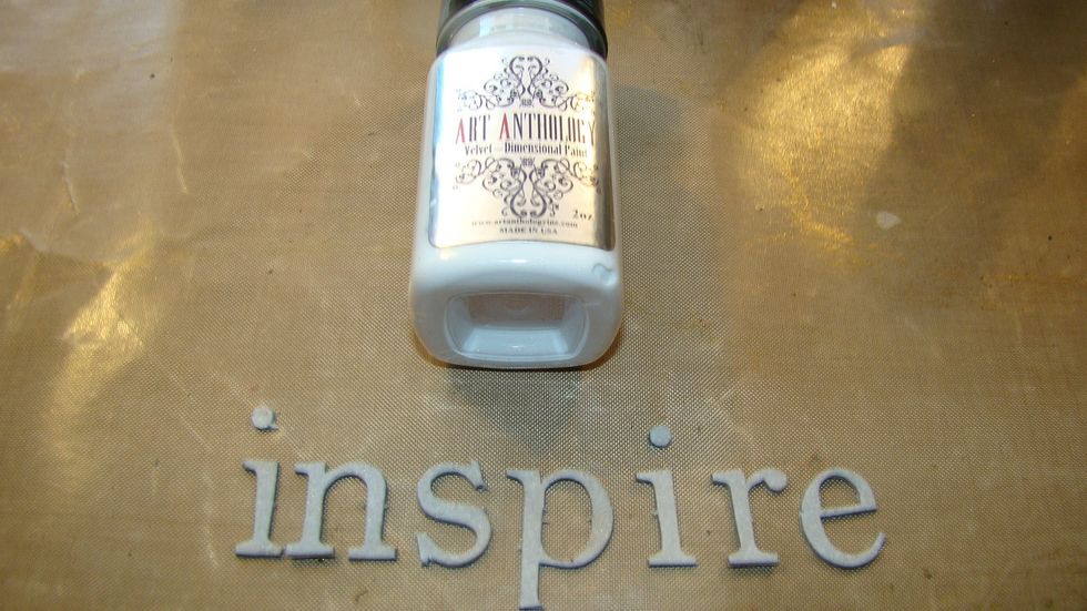 For my grunge board letters I primed them with gesso first then gave them a coat of Velvet - Cotton... Once dried I sprayed them with Fairy Dust - Gilded Gold.