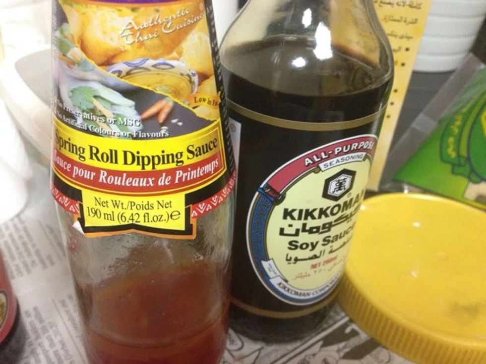 For sauces keep the Thai chili sauce and soya sauce ready