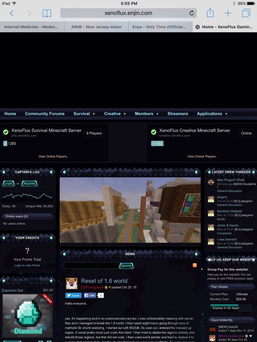 For server info u can go on to the Xenoflux website, which is here, but it's a towny server that is fun to play on.