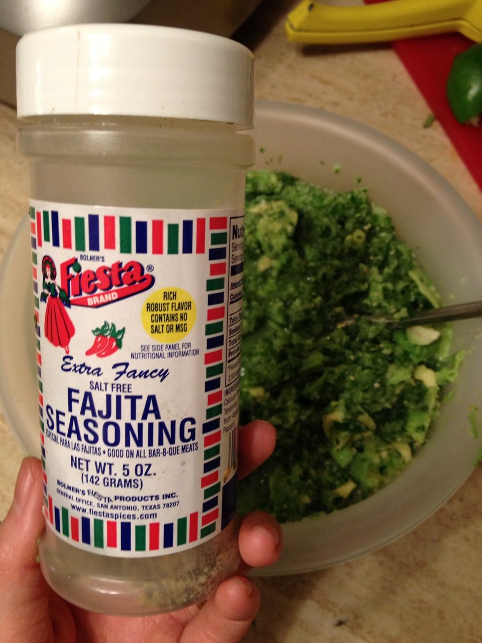 For some spice, I add salt free fajita seasoning(you can use the salted kind but those usually contain MSG which I avoid like the plague).
