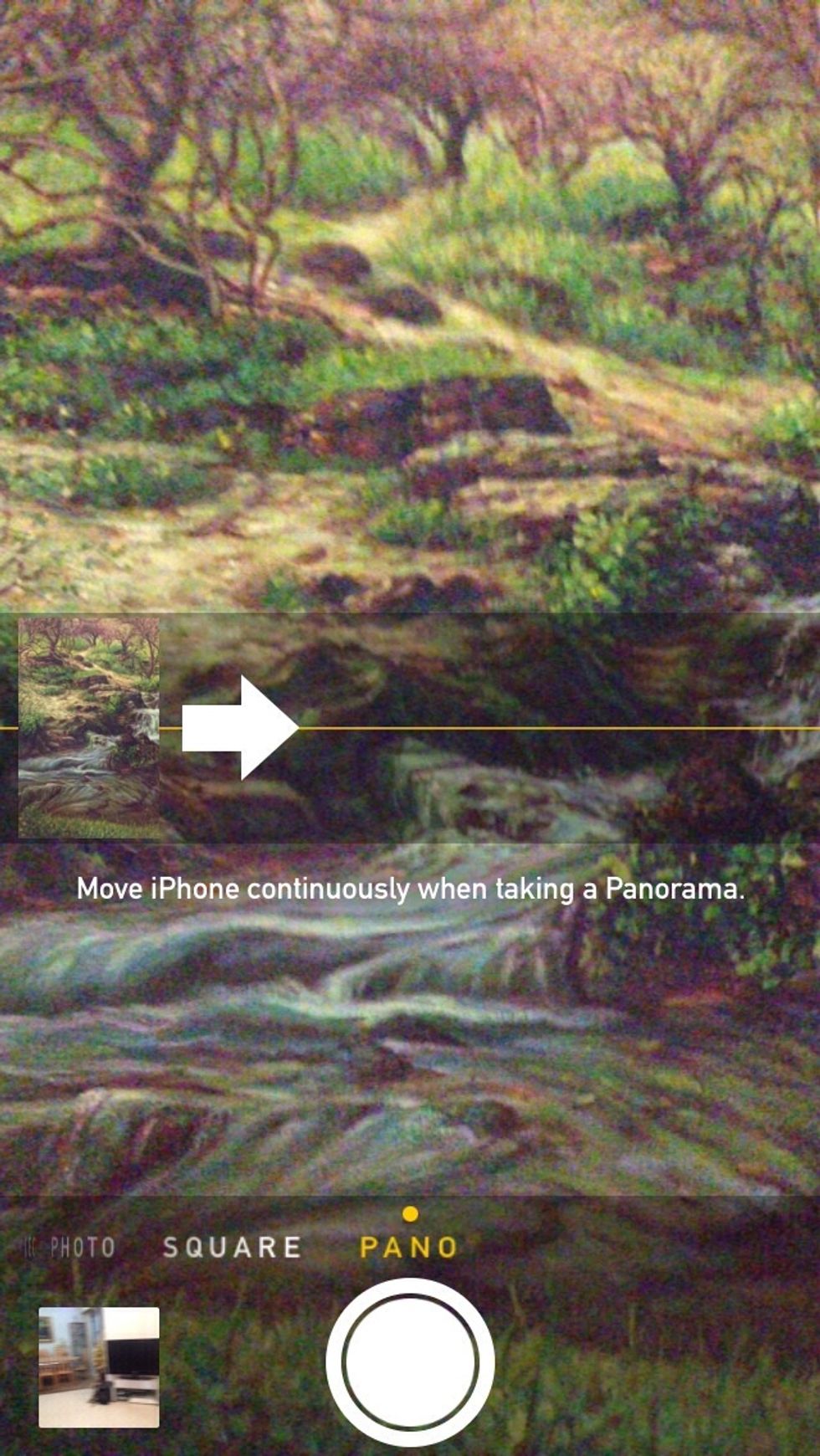 For taking panorama pictures flip to the end to PANO. Tapping on the arrow will change the direction from left->right to right->left