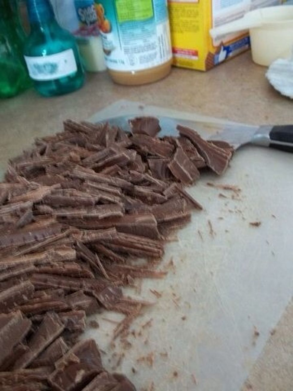 For the 1 pound of chocolate since Easter just passed I used the one pound Easter bunny that went on sale at Walmart so the chocolate was only about 1 dollar VS five dollars on chocolate chips.