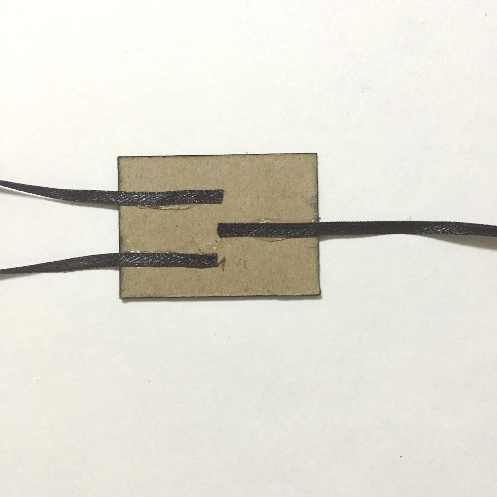 For the 1st number block, glue the 3 ribbons as shown...