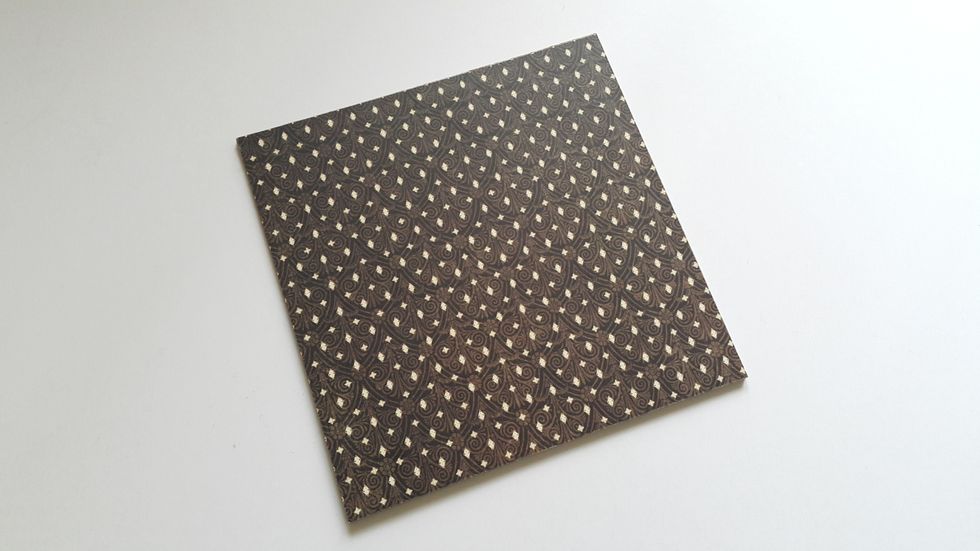 For the balcony, cut chipboard 1pc 5"x5", cover both sides with papers of the same size, apply ink on edges if desired.