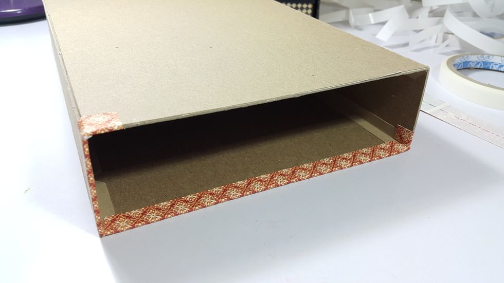For the basement, cover with the pattern paper strips the same of 1" width.
