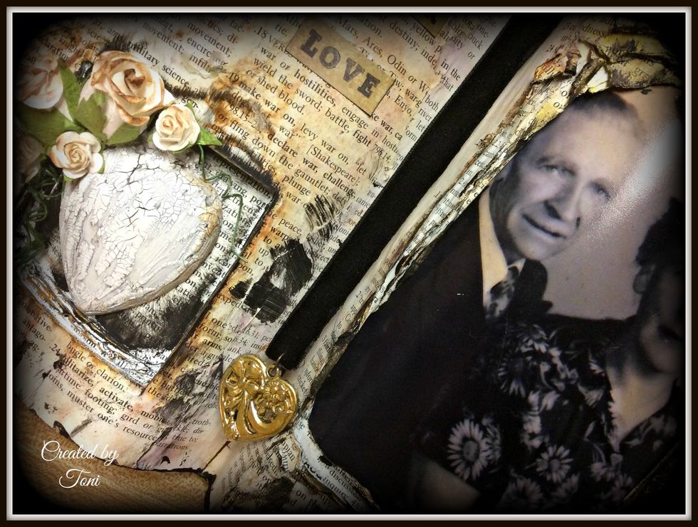 For the bookmark I used a piece of black velvet and glued it inside the top cover and hung in over the pages then attached a charm to the bottom.