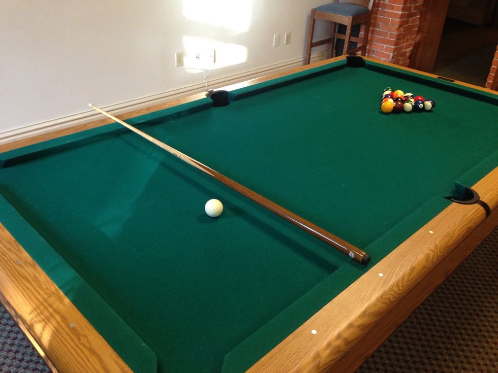 For the break, you can place the cue-ball anywhere behind the second dots on the opposite end of the table.