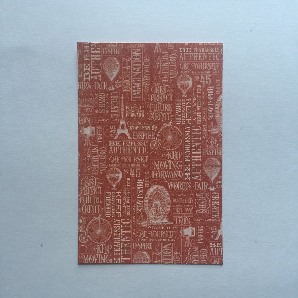 For the card interior, cut an orange pattern sheet from the 6x6 to 3 7/8"x 5 7/8".