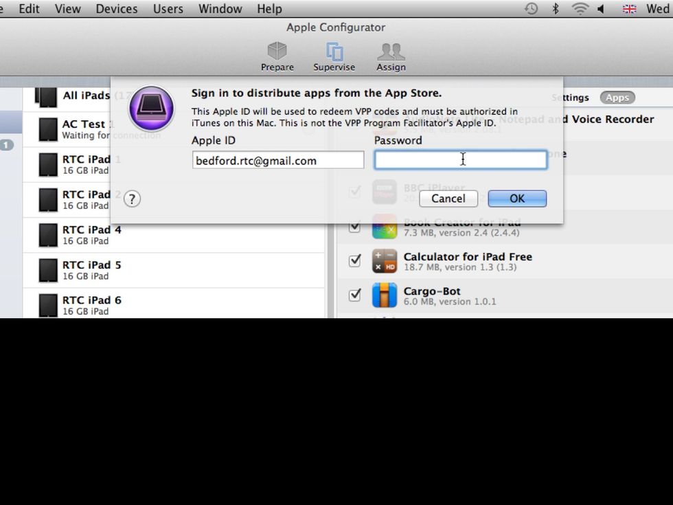 For the first app you replace only, you will need to re-enter your Apple ID. Now run Configurator as normal to update all apps in one go!