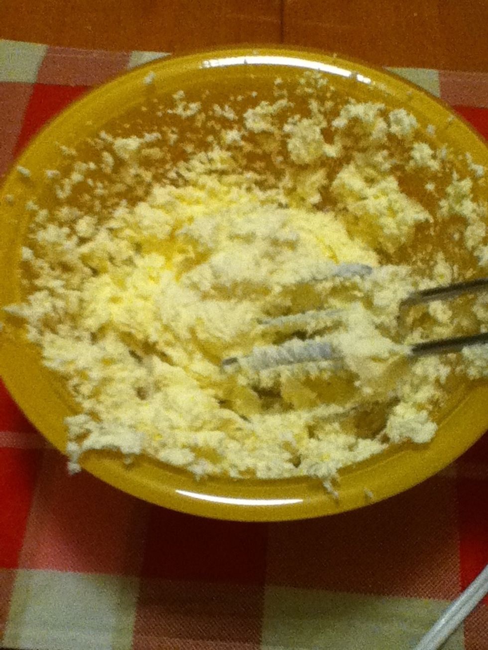 For the frosting, beat together the butter and cream cheese.