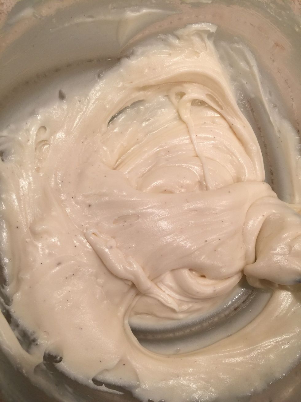 For the icing in a mixing bowl combine your powdered sugar, vegan butter, vanilla extract and almond milk. You can mix by hand or use hand mixer.