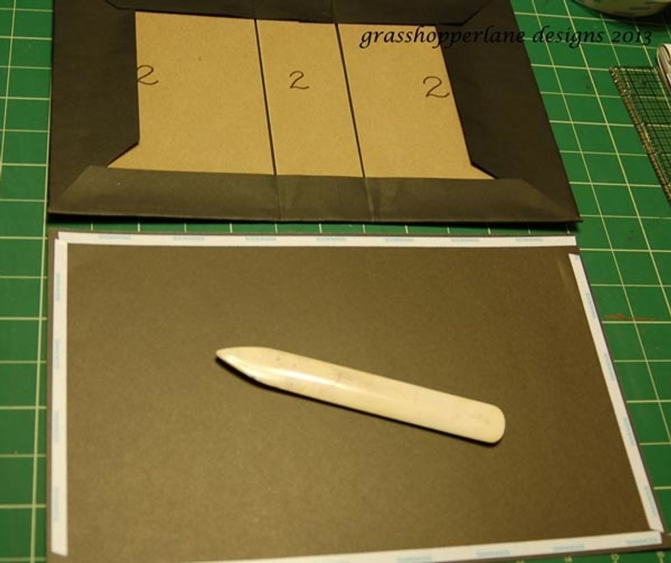 For the inside of the cover you will need to adhere the edges of the other two 6 1/2 x 12 sheets together. Trim down to fit the inside of your book making sure to cover close to the outside edges.