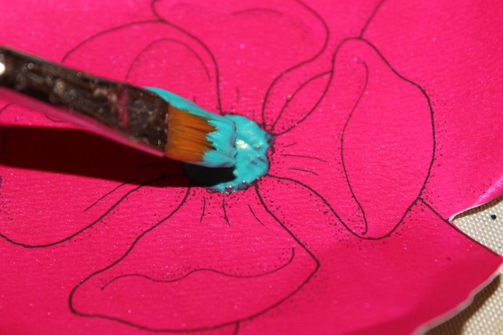 For the middle of the flowers I used Sorbet in Cayman. I added a lot.