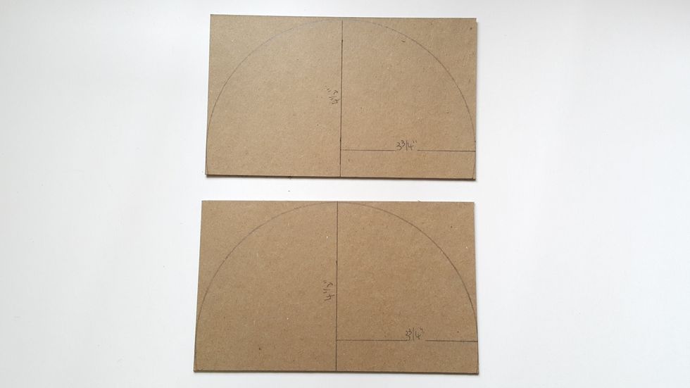For the mini album, draw a circle of 3-3/4" radius and cut out the lower part from 4-1/2", as shown. Cover with papers and punch 3 holes for rings, the rest is just insert more pages and decorate