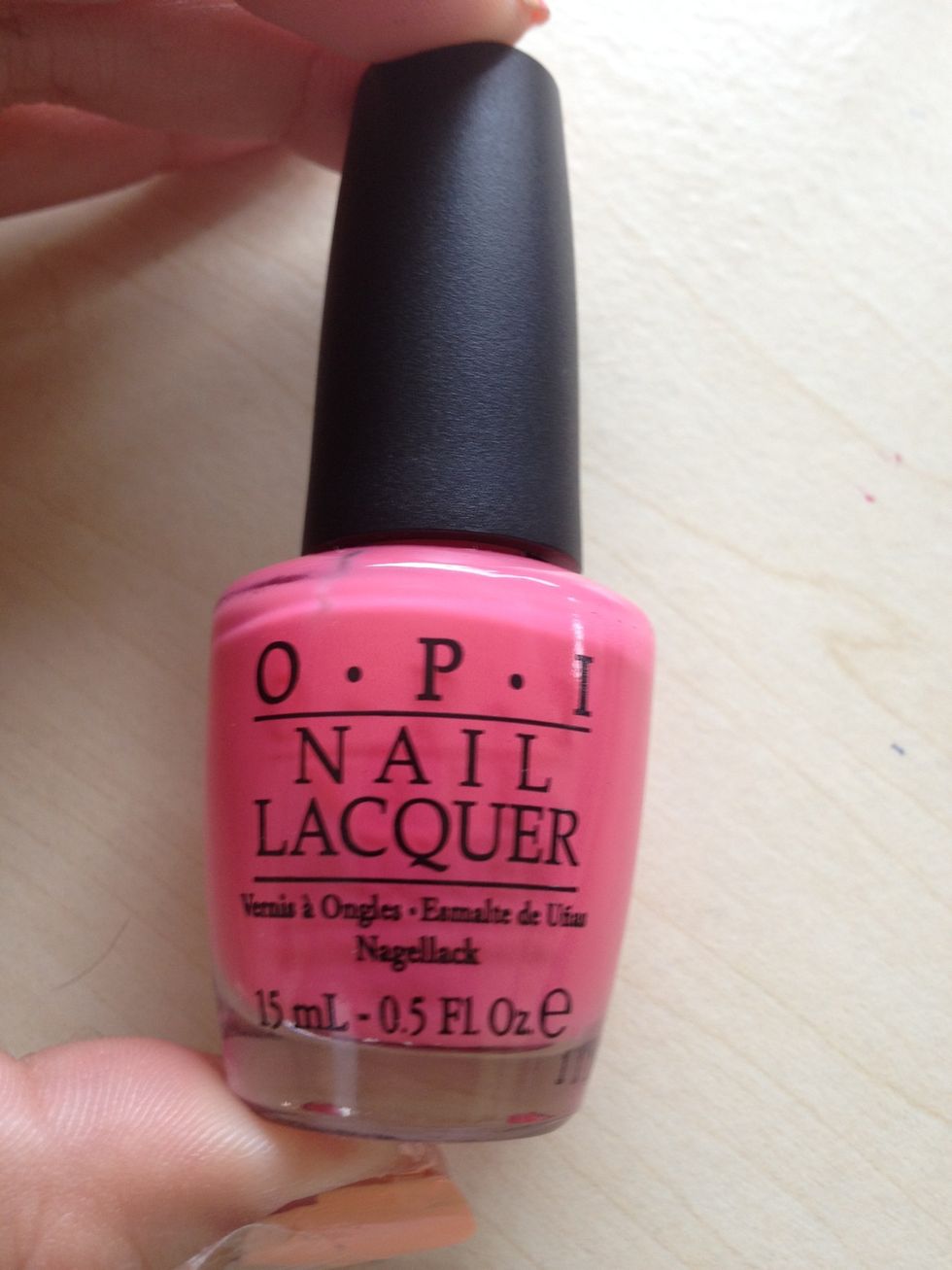 For the next step I used this contrasting pink polish by O.P.I.