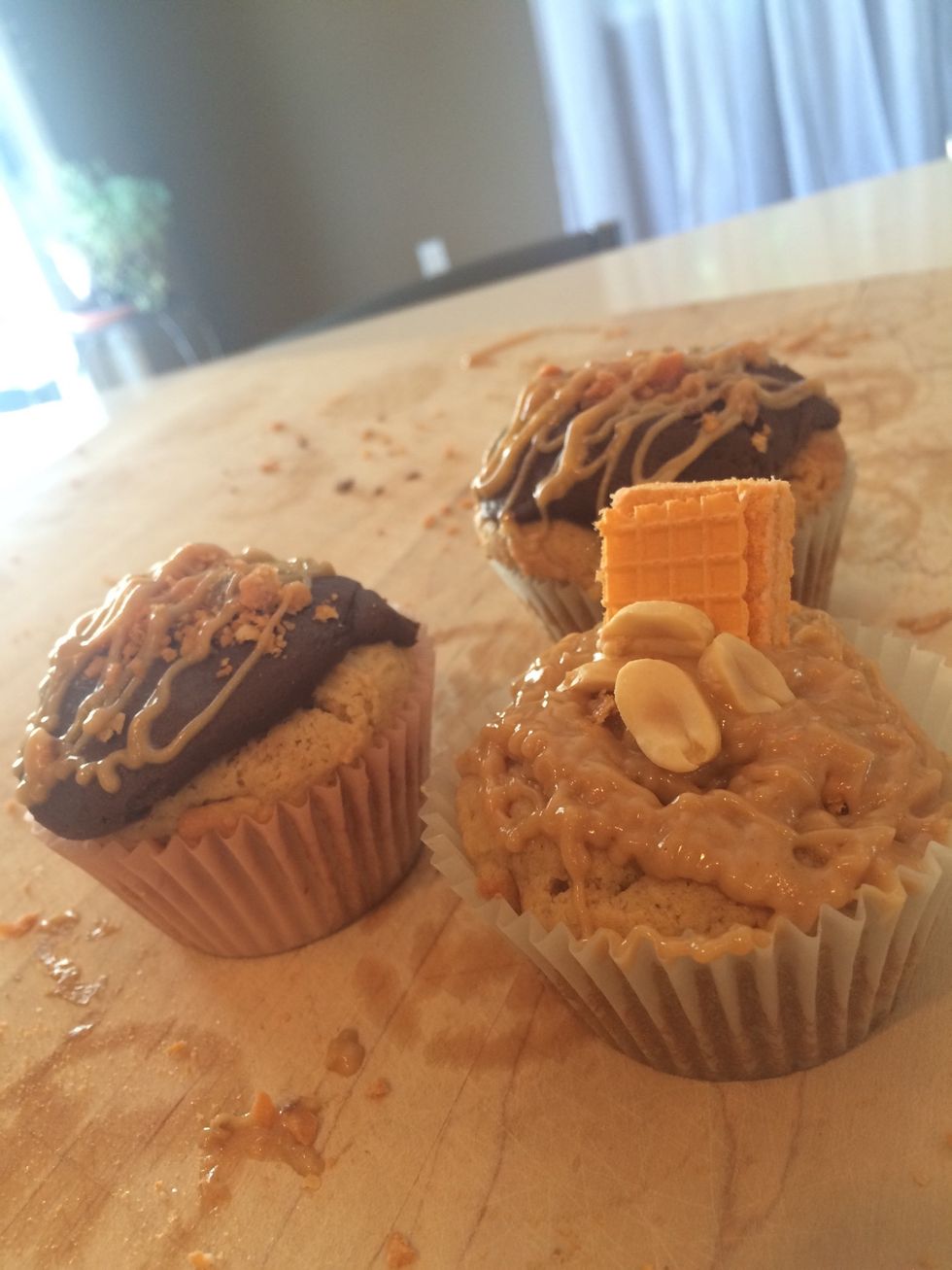 For the others, drizzle more on top and add a few peanuts, and maybe a wafer cookie!