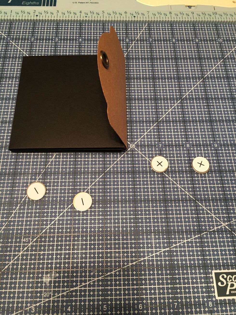 For the outside closure, you will need two sets of magnets as shown. Two + and two -