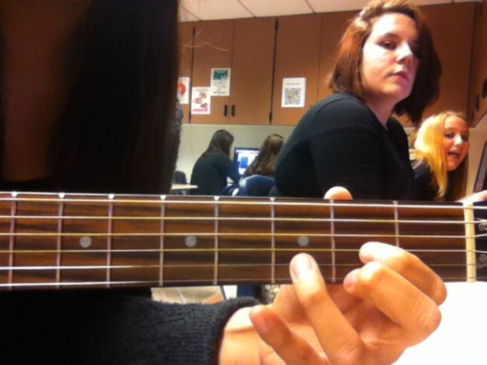 For the riff, the first part will be based off of the D chord.