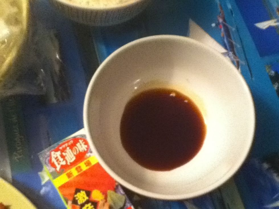 For the sauce add some sashimi sauce to a bowl