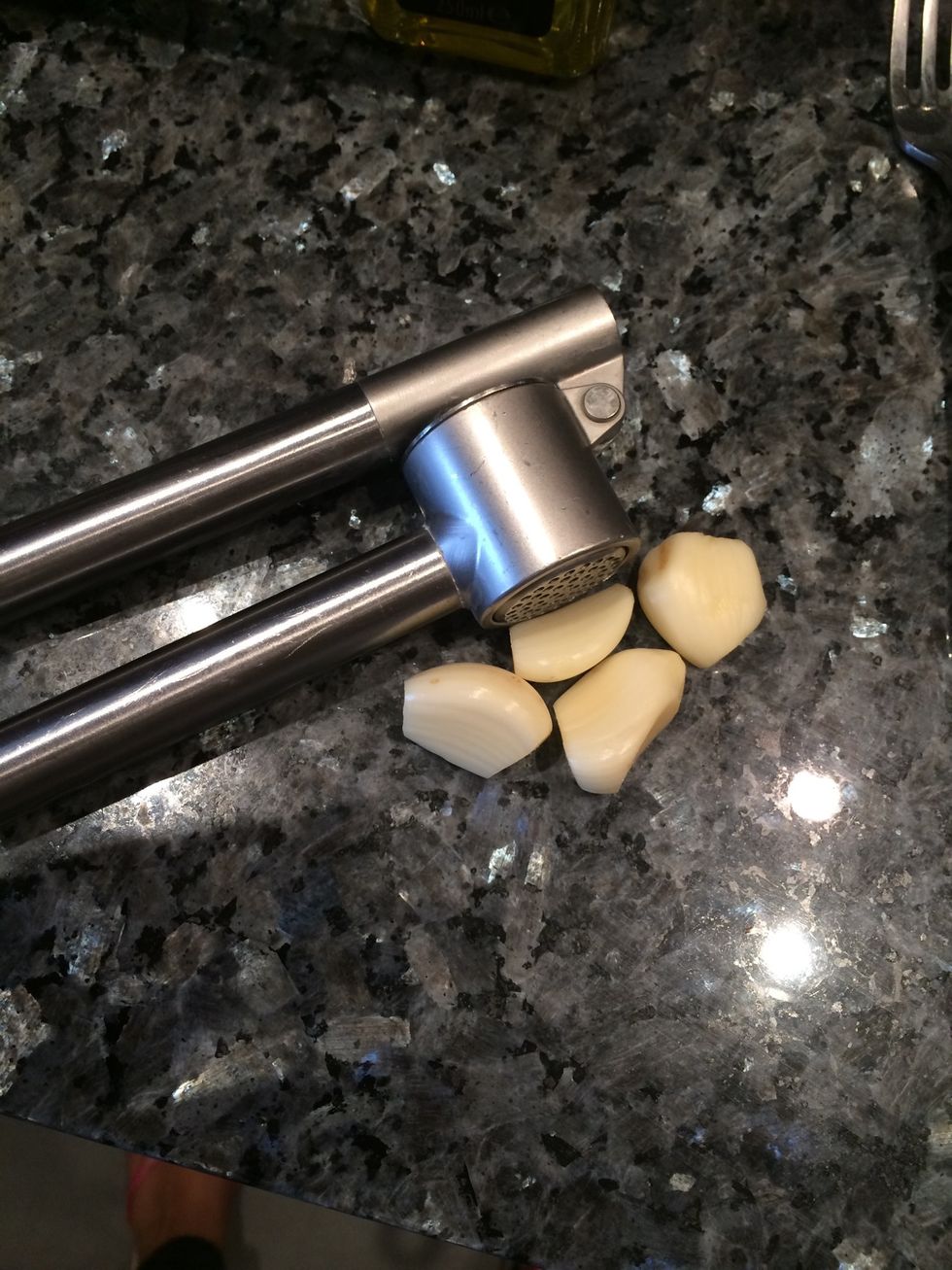 For the sauce, need garlic cloves and garlic crusher