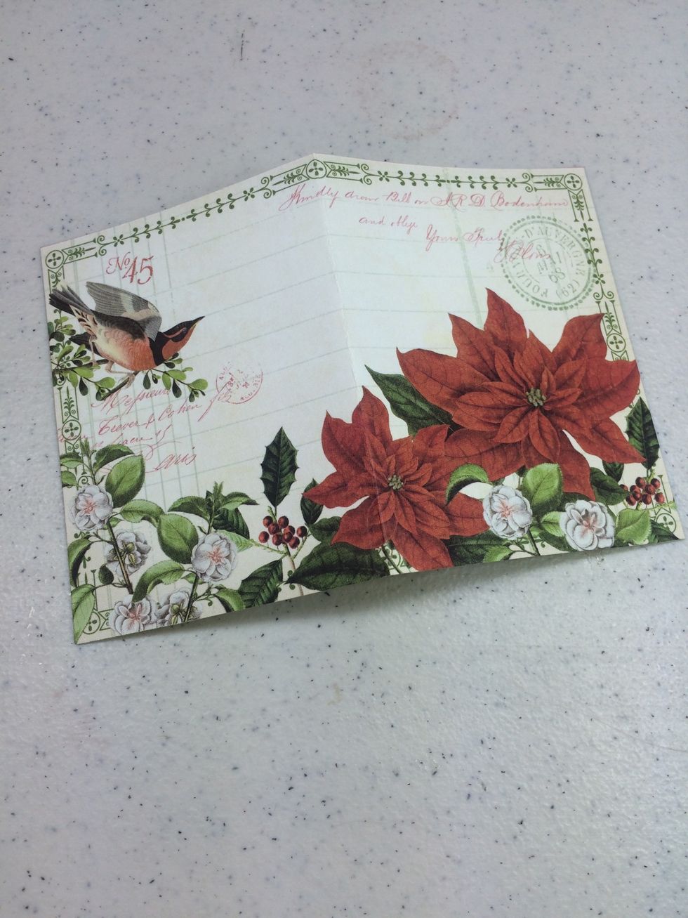 For the second gift card holder, score the postcard image at 3" and fold in half.