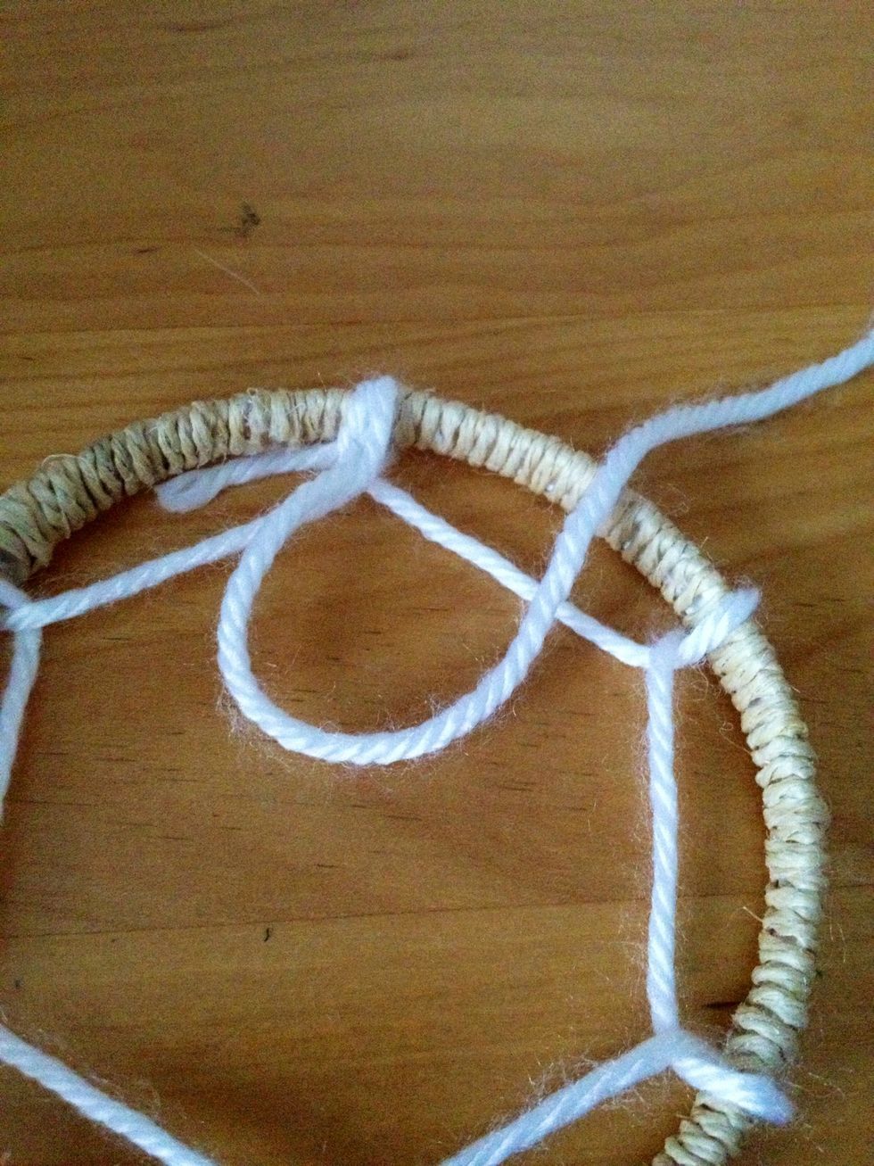 For the second round, follow the same process except instead of pulling the end of the string under the ring, you pull it under the old loop you made. Keep the new loop in the middle of the old loops.