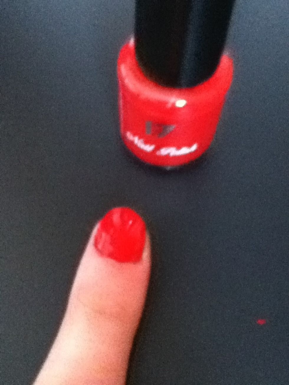 For the third design, paint the nails red and leave to dry.