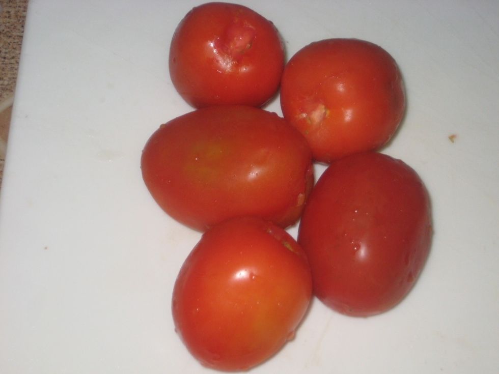 For the tomatoes, remove the eyes and either cut into small dices or...........