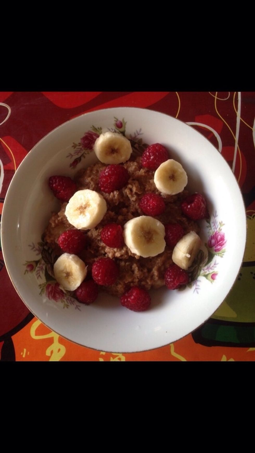 For the topic banana slides and raspberries \ud83d\ude0d it's so good and healthy i'm not vegan but this one i love it