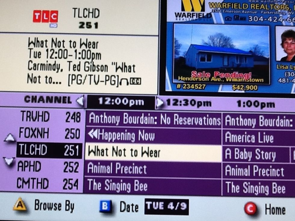 For this example, we will be recording What Not to Wear, highlighted in the guide above.