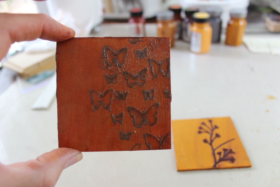 for this piece I used the Chasing Butterflies stencil with Trolley Grey Sorbet.