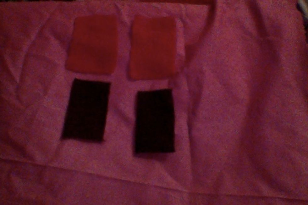 For this project, you will need two brown rectangles and two slightly larger rectangles in the color of your choice.