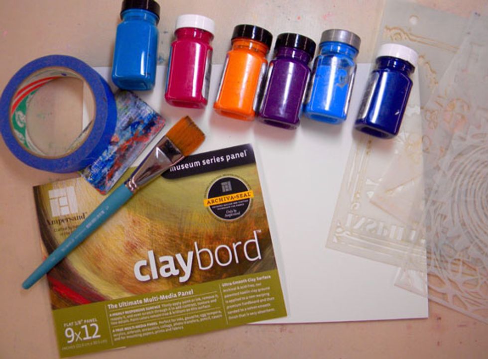 For this technique, I needed a harder surface than stretched canvas so I used Claybord, but a canvas board or a piece of wood is fine.