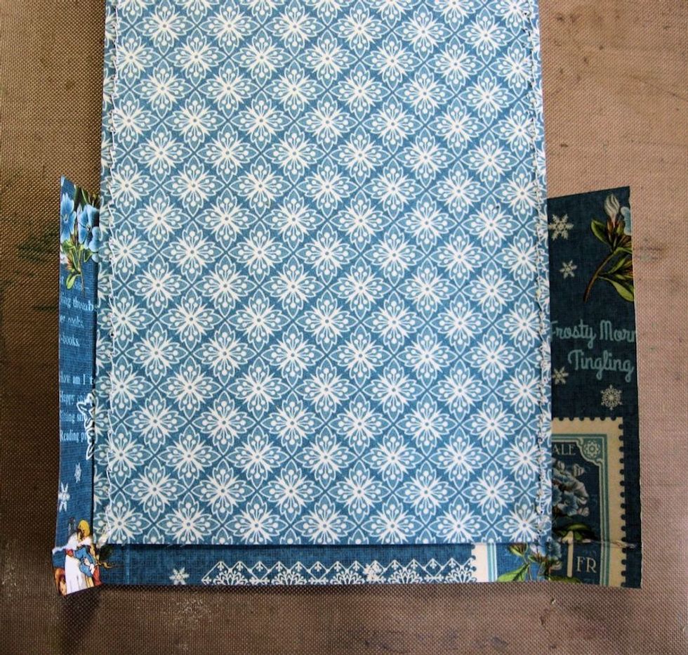 For vertical pocket, cover chip page with paper.  Cut a rectangle to measure 5" wide x 3" tall. Score 3/4" on each side and 1/4 inch on bottom. Trim corners, add thumb hole & wrap around pocket.