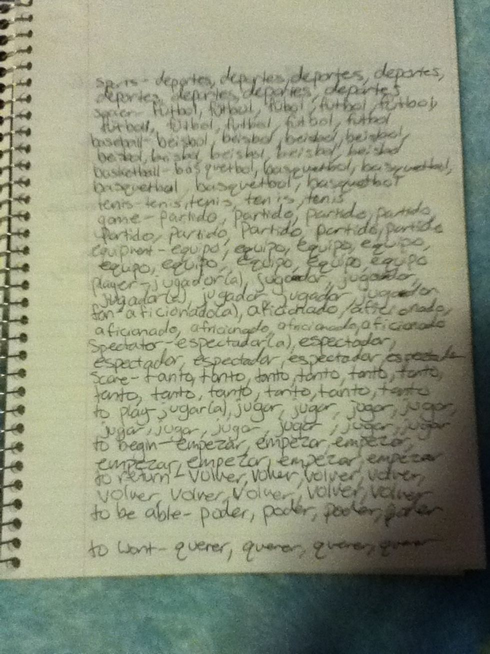 For vocab, I like to write out the words as many times as possible.