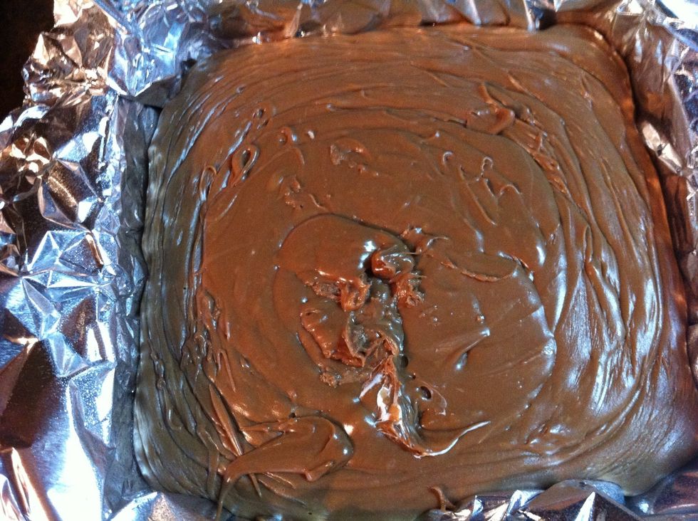 For without nuts..pour into pan. Place into freezer for 30 min.