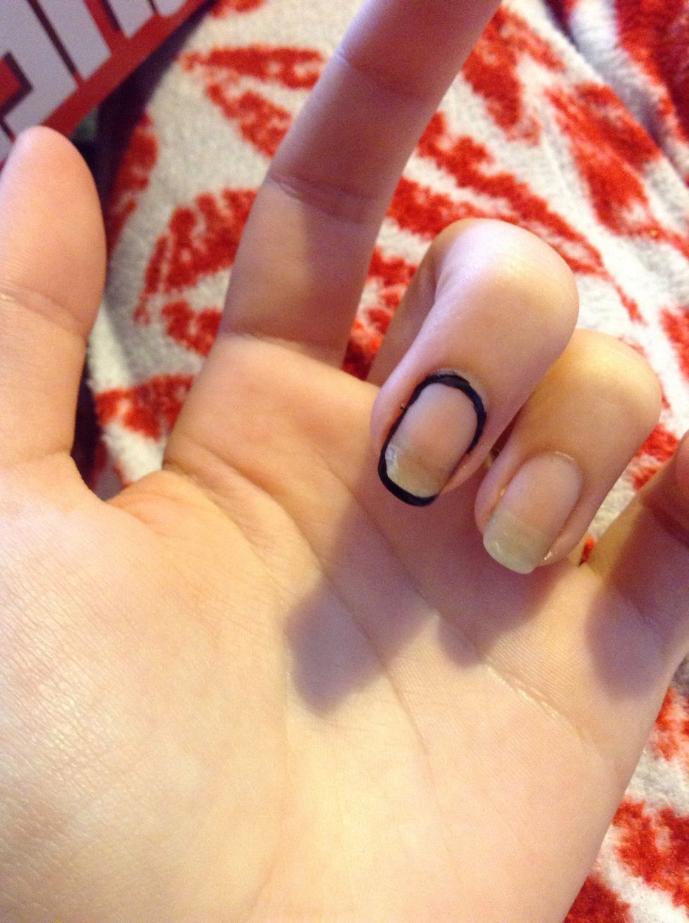 For your middle and ring finger, outline in black